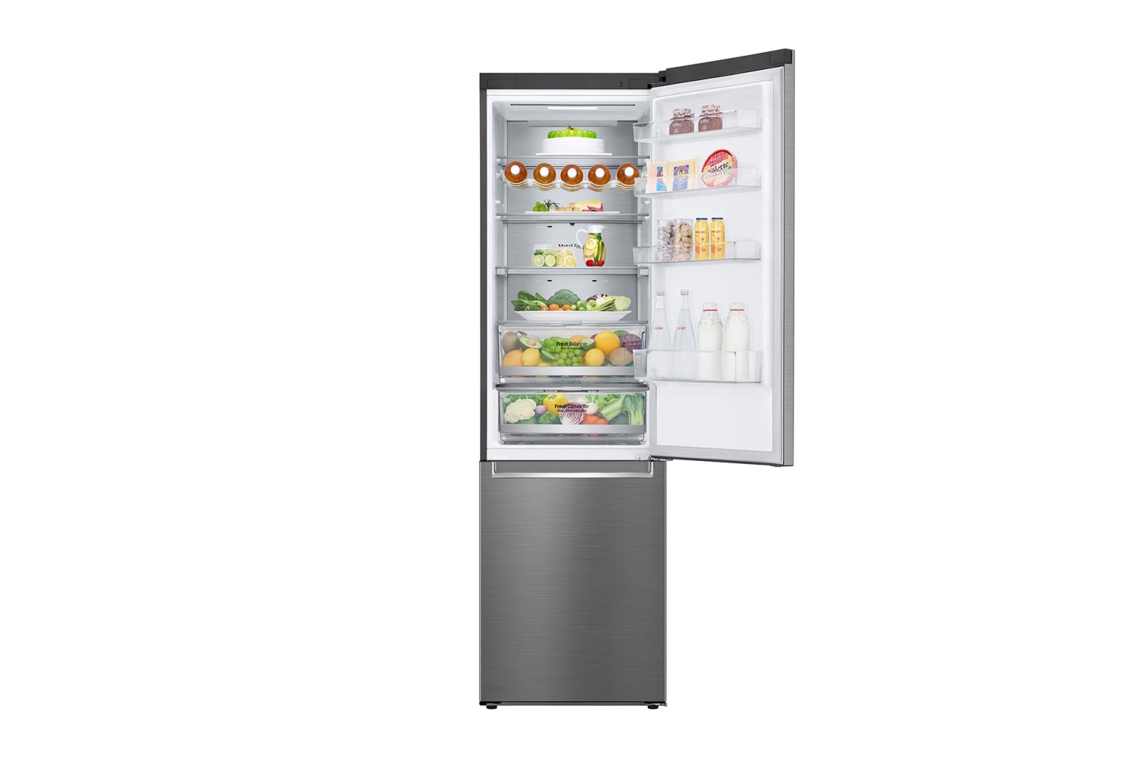 LG Frigorifero combinato | Classe D, 384L | Wi-Fi, Wine Rack, Door & Linear Cooling, Fresh Balancer & Converter, No frost | Inox, GBB72PZUGN