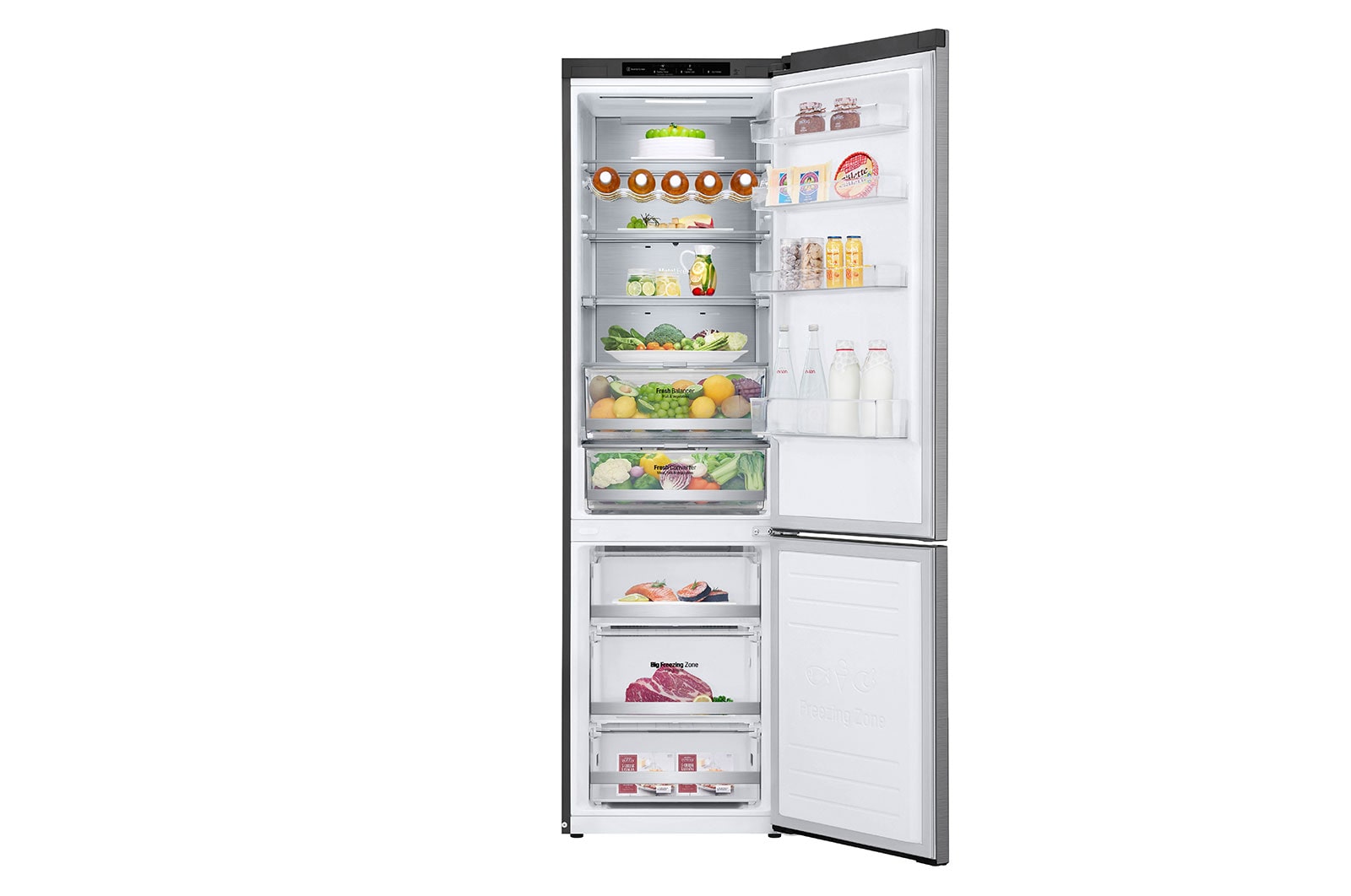 LG Frigorifero combinato | Classe C, 384L | Wine Rack, Door & Linear Cooling, Fresh Balancer & Converter, No frost | Inox, GBB72PZVCN