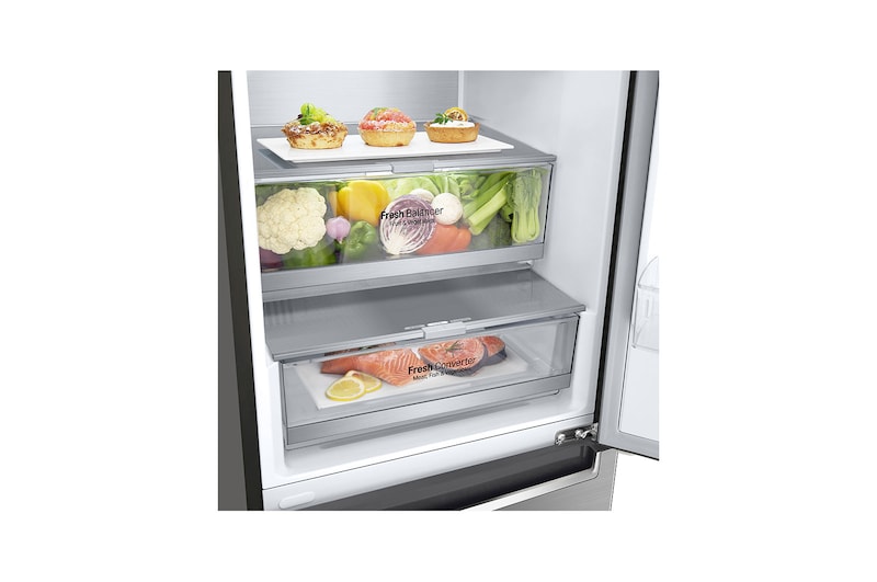 LG Frigorifero combinato | Classe C, 384L | Wine Rack, Door & Linear Cooling, Fresh Balancer & Converter, No frost | Inox, GBB72PZVCN