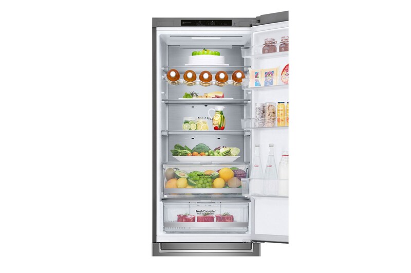 LG Frigorifero combinato | Classe D, 384L | Wine Rack, Door & Linear Cooling, Fresh Balancer & Converter, No frost | Saffiano, GBB72SAVGN