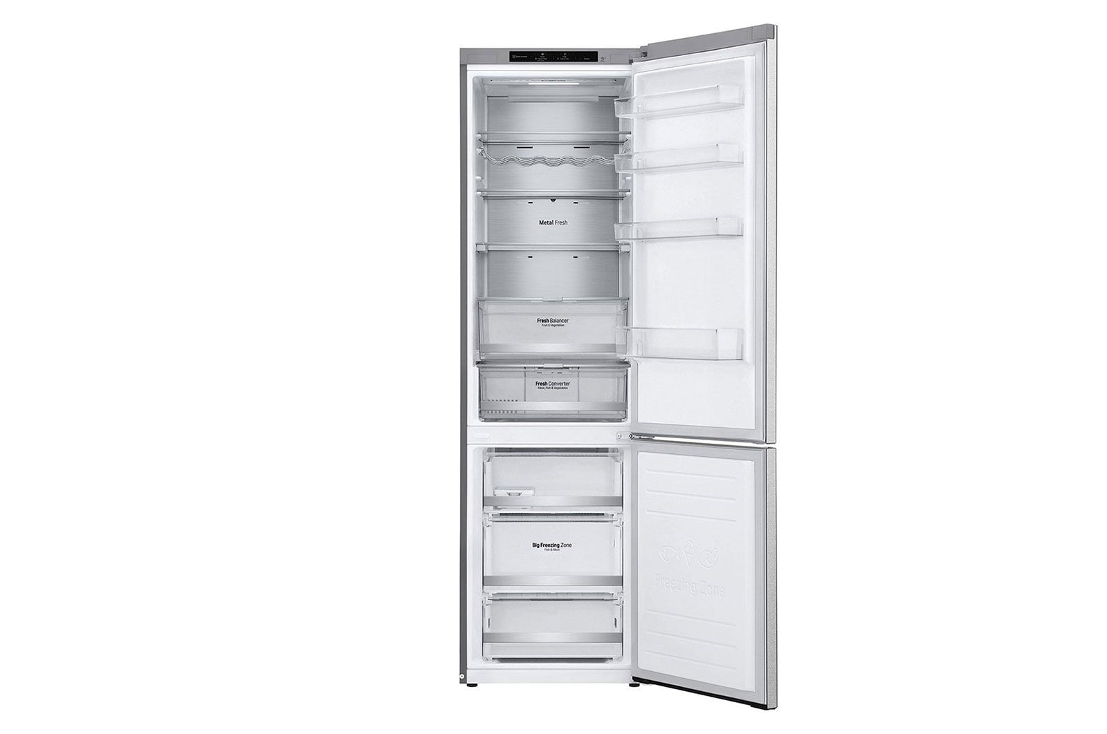 LG Frigorifero combinato | Classe A-20%, 381L | Fresh Converter, Door & Linear Cooling, Smart diagnosis, No Frost | Argento, GBB92MBB3P