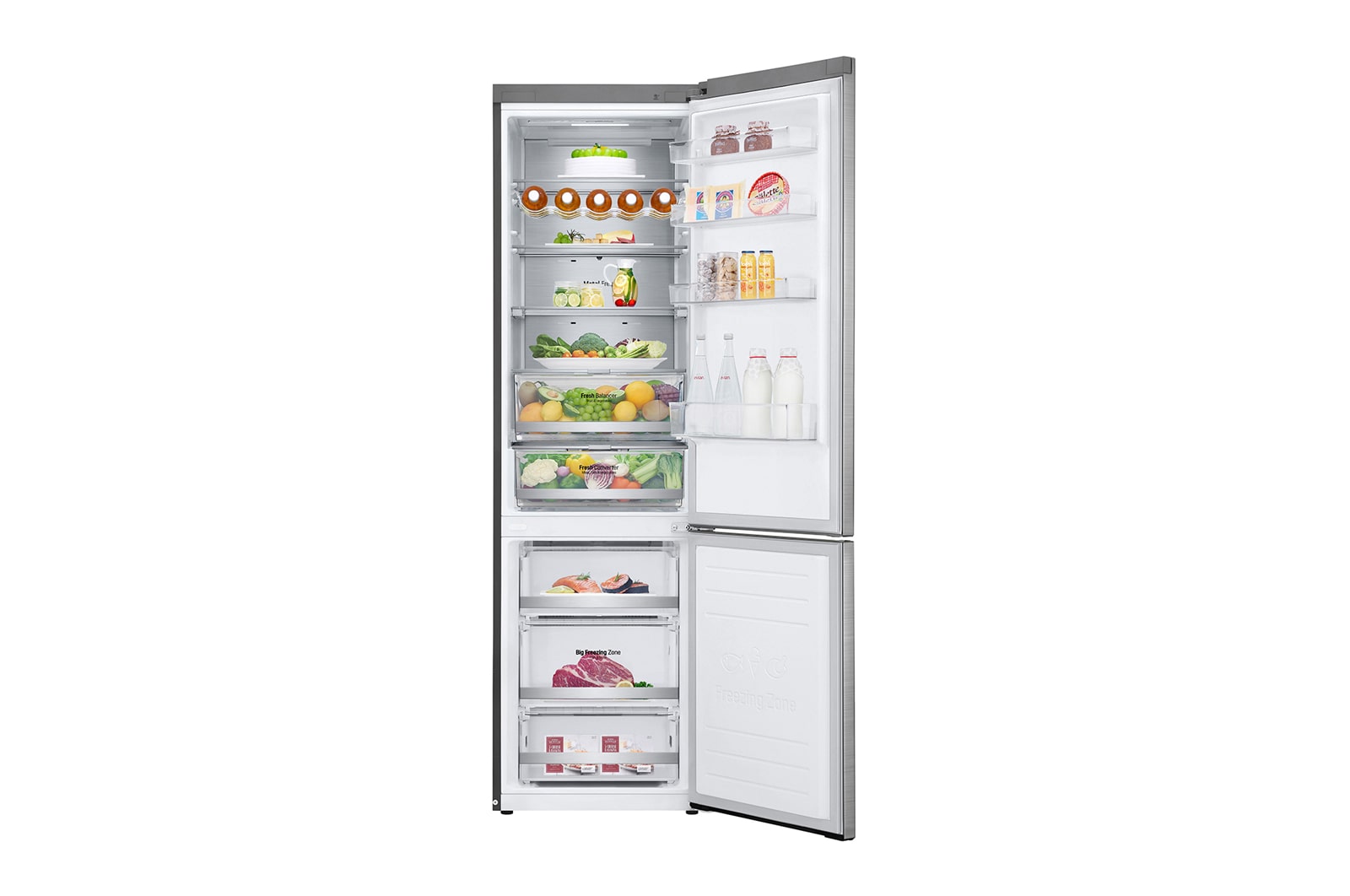 LG Frigorifero combinato | Classe B, 384L | Wi-Fi, Wine Rack, Fresh Balancer & Converter, Centum System garantito 20 anni | Inox, GBB92STABP