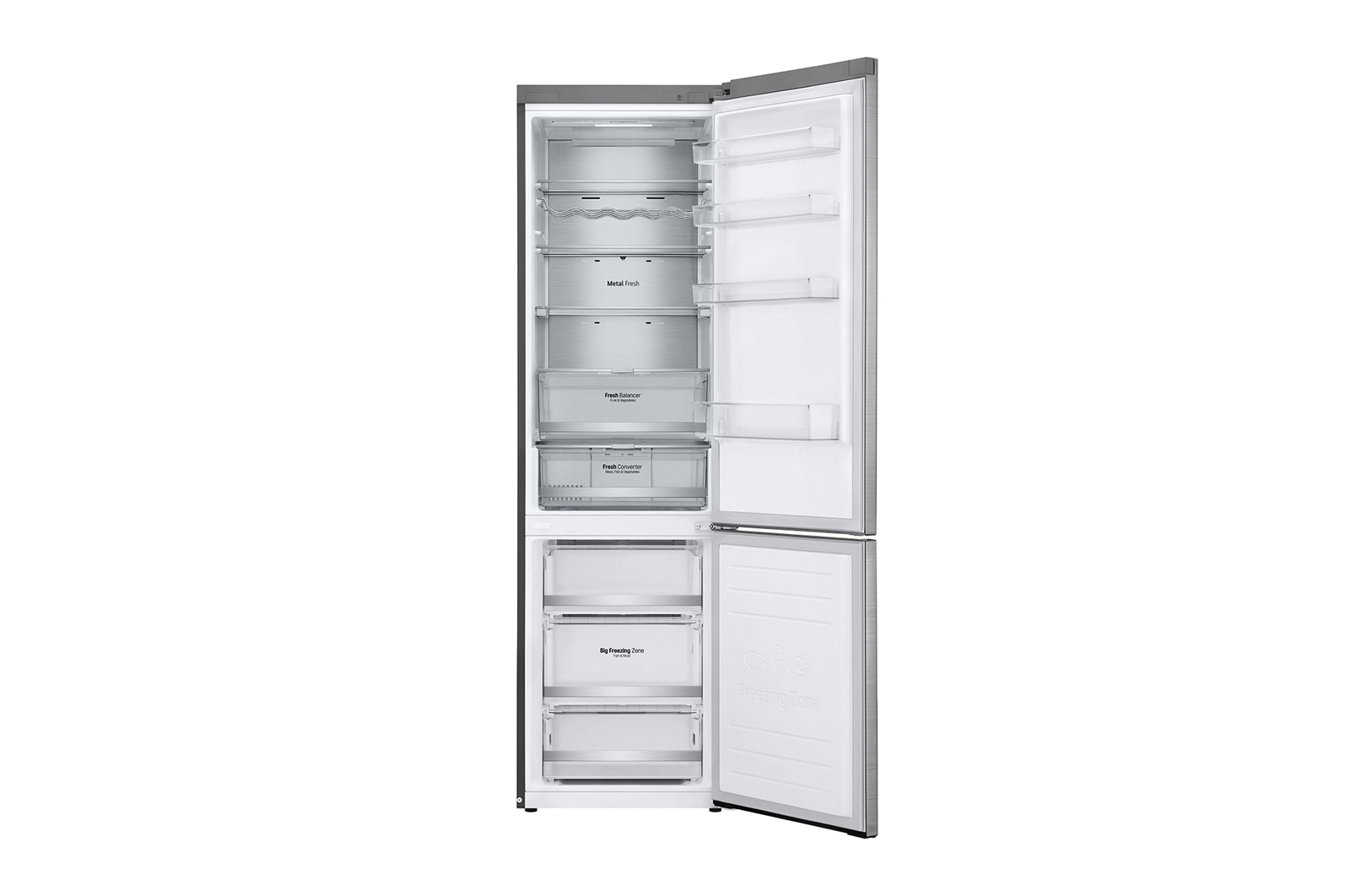 LG Frigorifero combinato | Classe B, 384L | Wi-Fi, Wine Rack, Fresh Balancer & Converter, Centum System garantito 20 anni | Inox, GBB92STABP