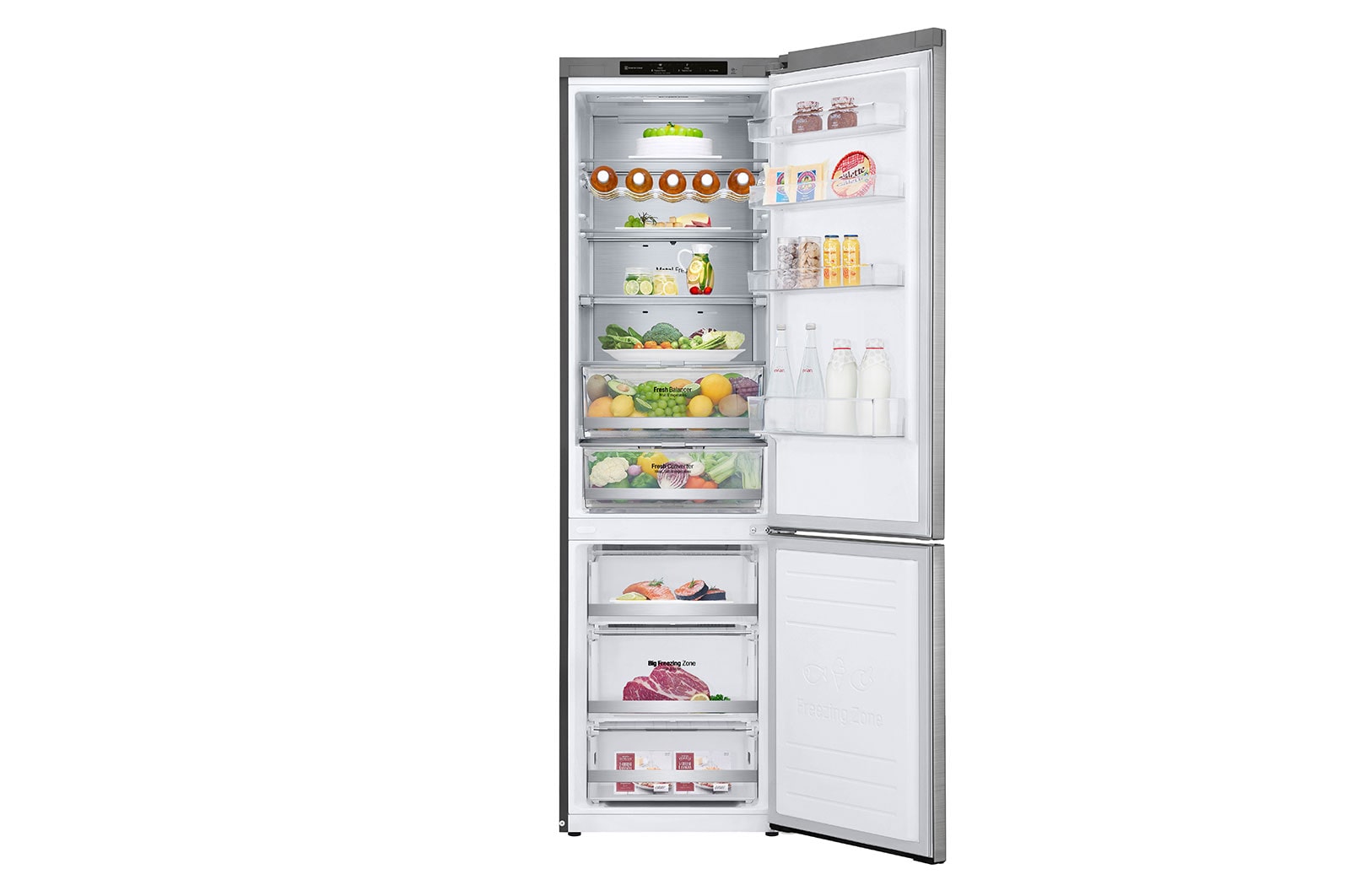 LG Frigorifero combinato | Classe A, 384L | Wine Rack, Fresh Balancer & Converter, Centum System garantito 20 anni | Inox, GBB92STBAP