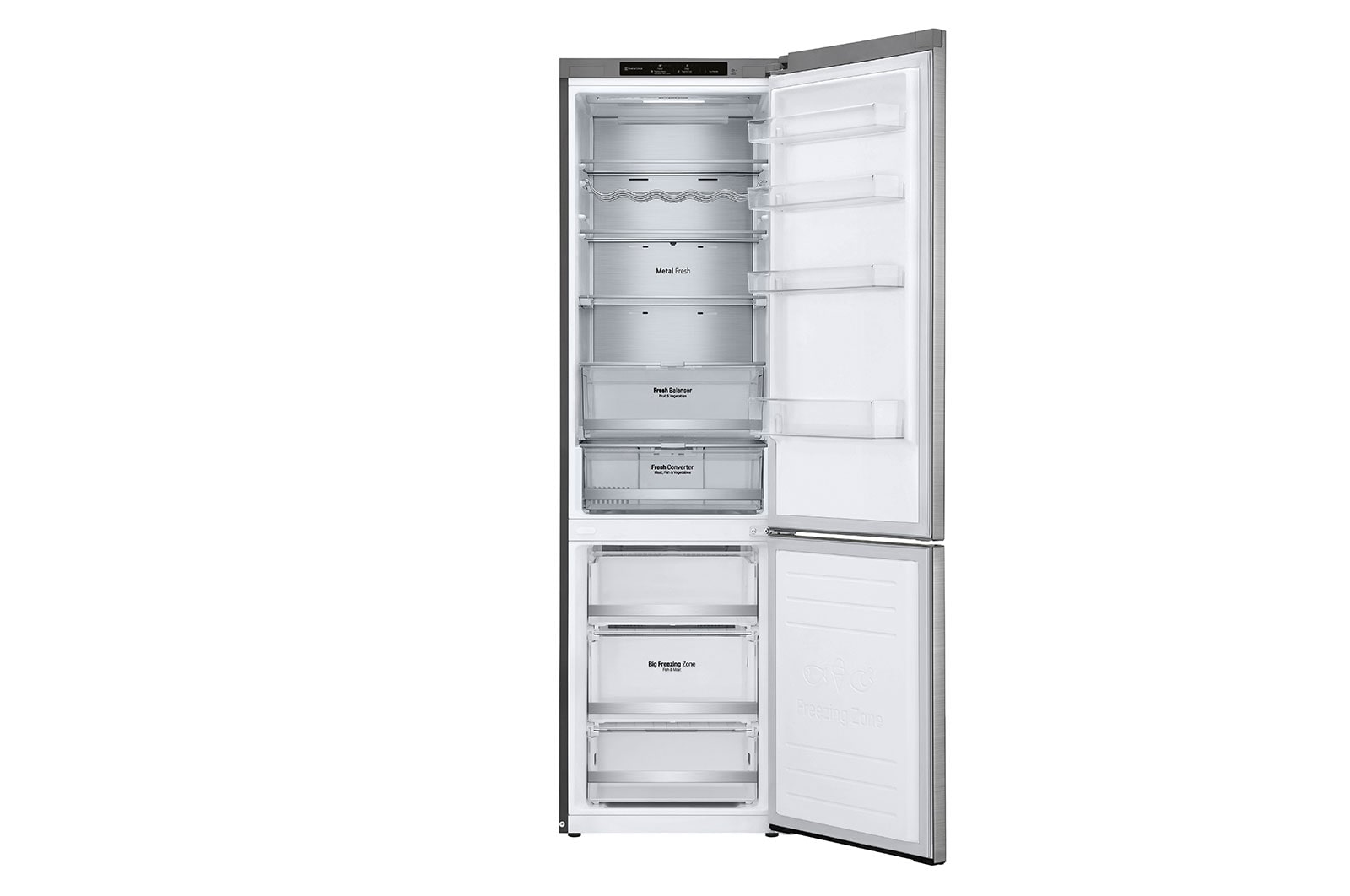 LG Frigorifero combinato | Classe A, 384L | Wine Rack, Fresh Balancer & Converter, Centum System garantito 20 anni | Inox, GBB92STBAP