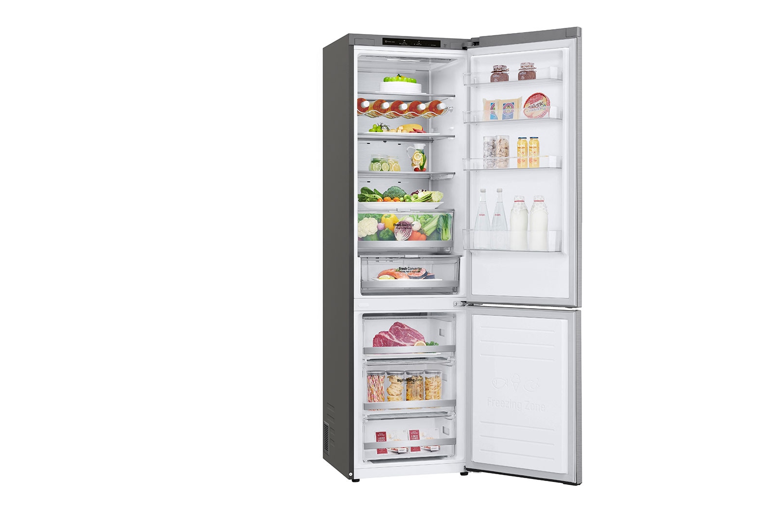 LG Frigorifero combinato | Classe A, 384L | Wine Rack, Fresh Balancer & Converter, Centum System garantito 20 anni | Inox, GBB92STBAP