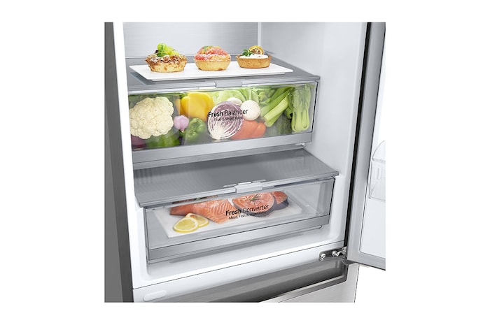 LG Frigorifero combinato | Classe A, 384L | Wine Rack, Fresh Balancer & Converter, Centum System garantito 20 anni | Inox, GBB92STBAP