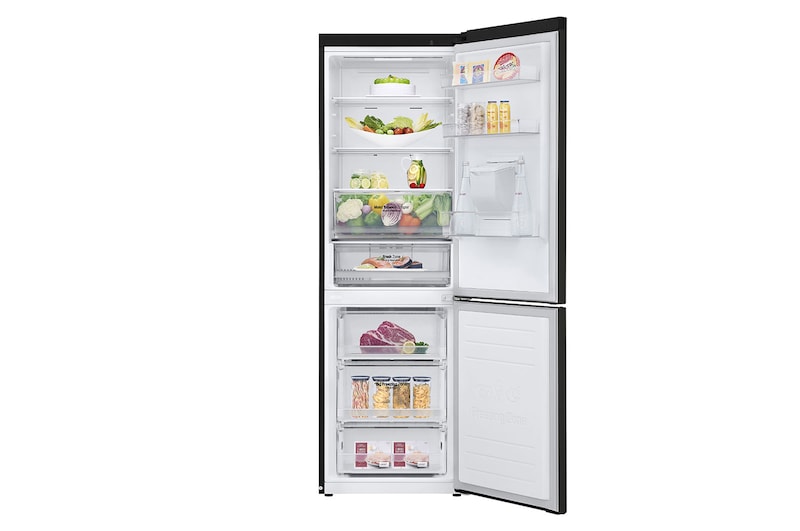 LG Frigorifero combinato | Classe E, 340L | Wi-Fi, Dispenser acqua senza allaccio, Door & Linear Cooling, No frost | Nero, GBF61BLHMN