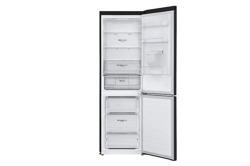 LG Frigorifero combinato | Classe E, 340L | Wi-Fi, Dispenser acqua senza allaccio, Door & Linear Cooling, No frost | Nero, GBF61BLHMN