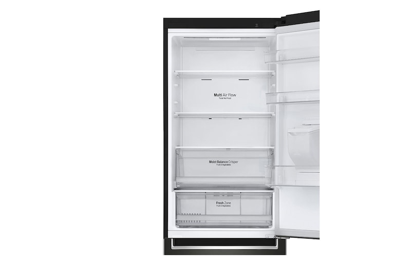 LG Frigorifero combinato | Classe E, 340L | Wi-Fi, Dispenser acqua senza allaccio, Door & Linear Cooling, No frost | Nero, GBF61BLHMN