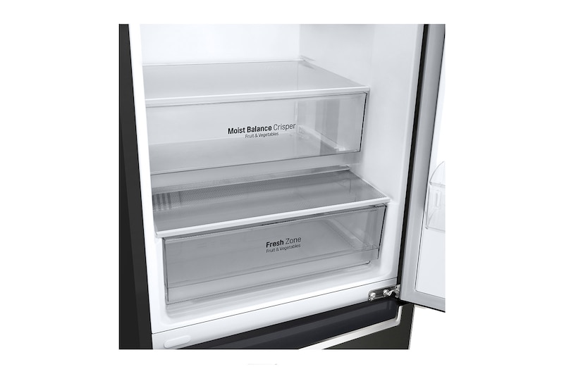 LG Frigorifero combinato | Classe E, 340L | Wi-Fi, Dispenser acqua senza allaccio, Door & Linear Cooling, No frost | Nero, GBF61BLHMN