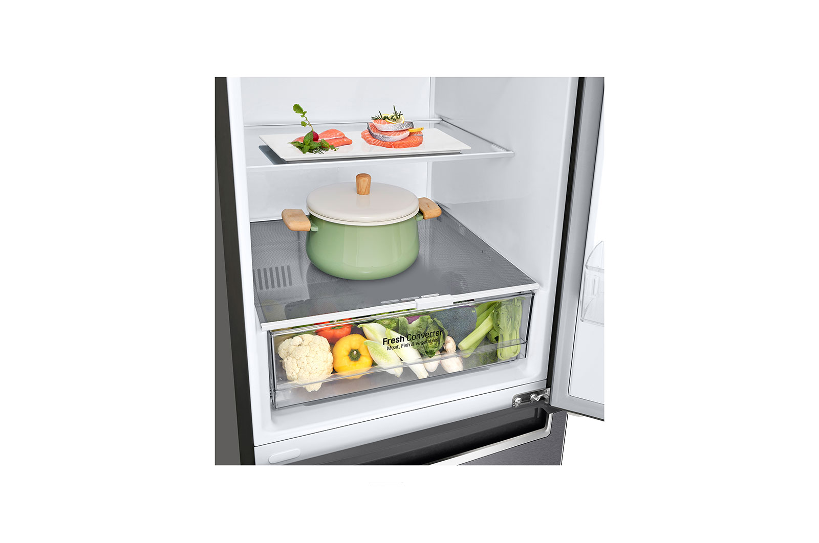 LG Frigorifero combinato | Classe D, 341L | Door & Linear Cooling, Fresh Converter, No frost | Grafite, GBP61DSPGN