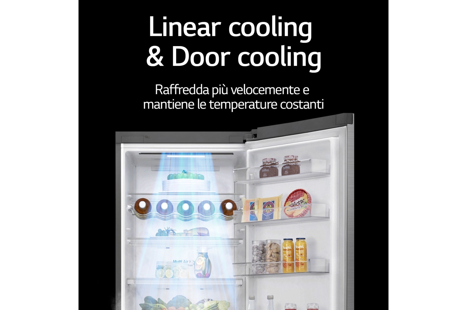 LG Frigorifero combinato | Classe B, 384L | Door & Linear Cooling, Fresh Converter, No frost | Inox, GBP62PZNBC