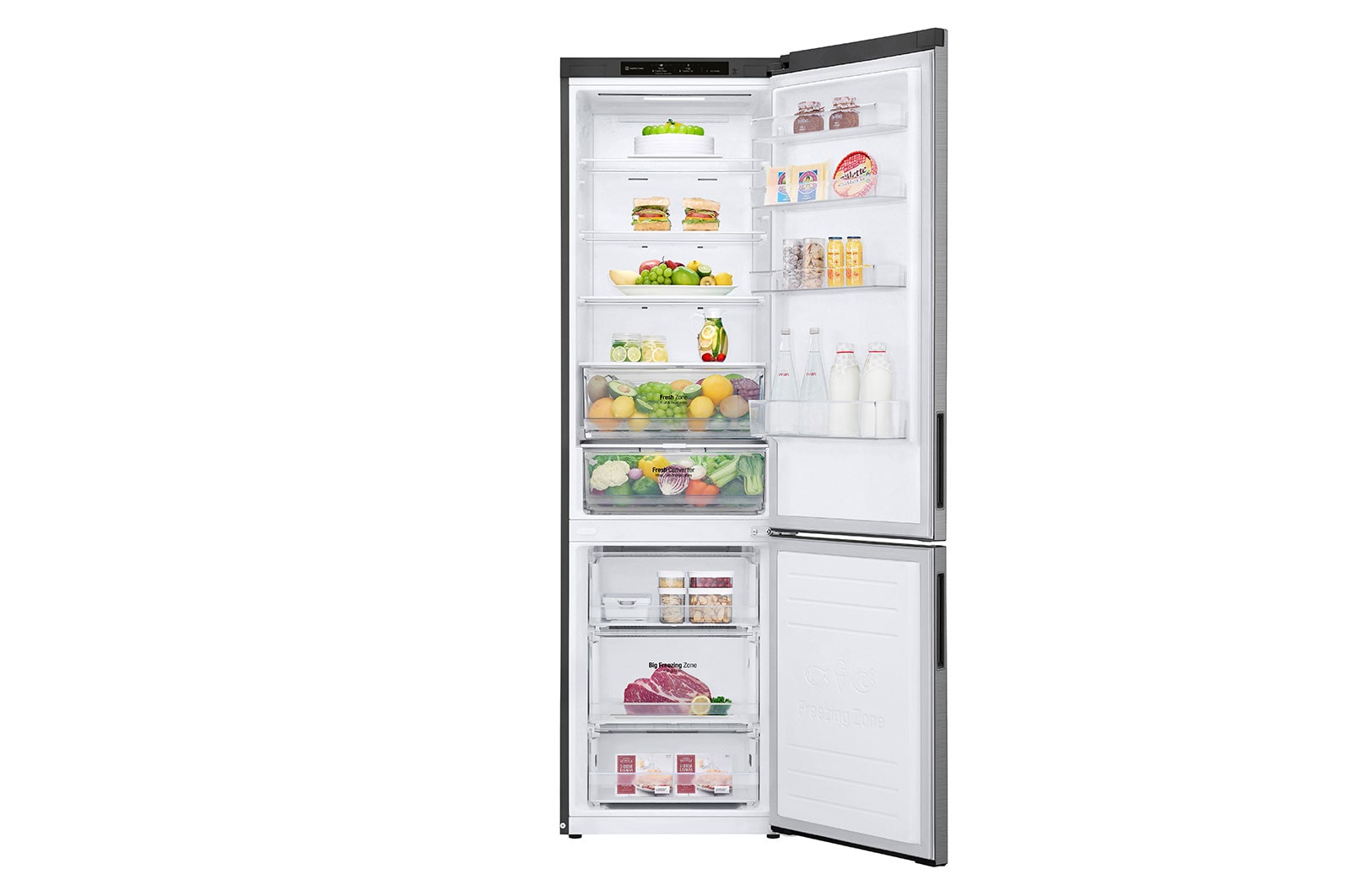 LG Frigorifero combinato | Classe B, 384L | Door & Linear Cooling, Fresh Converter, No frost | Inox, GBP62PZNBC