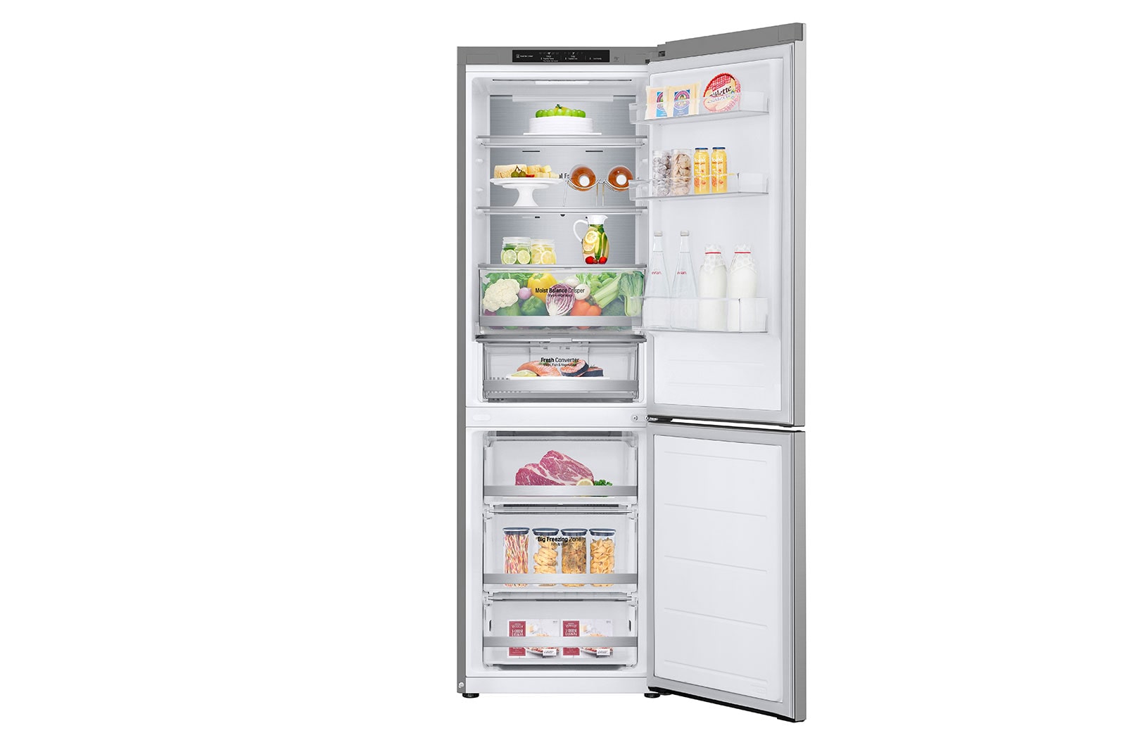 LG Frigorifero combinato | Classe D, 344L | Porte piatte, Metal Fresh, Door & Linear Cooling, Fresh Converter,Wine Rack | Argento, GBV5140DPY