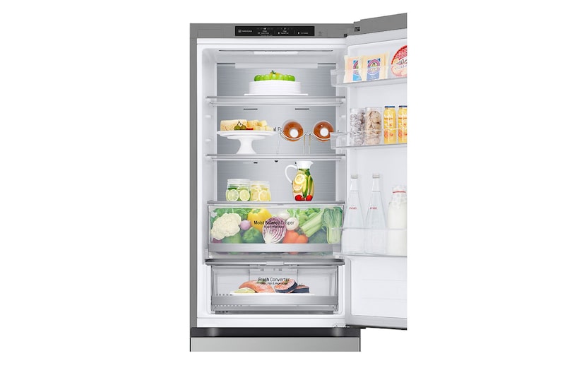 LG Frigorifero combinato | Classe D, 344L | Porte piatte, Metal Fresh, Door & Linear Cooling, Fresh Converter,Wine Rack | Argento, GBV5140DPY