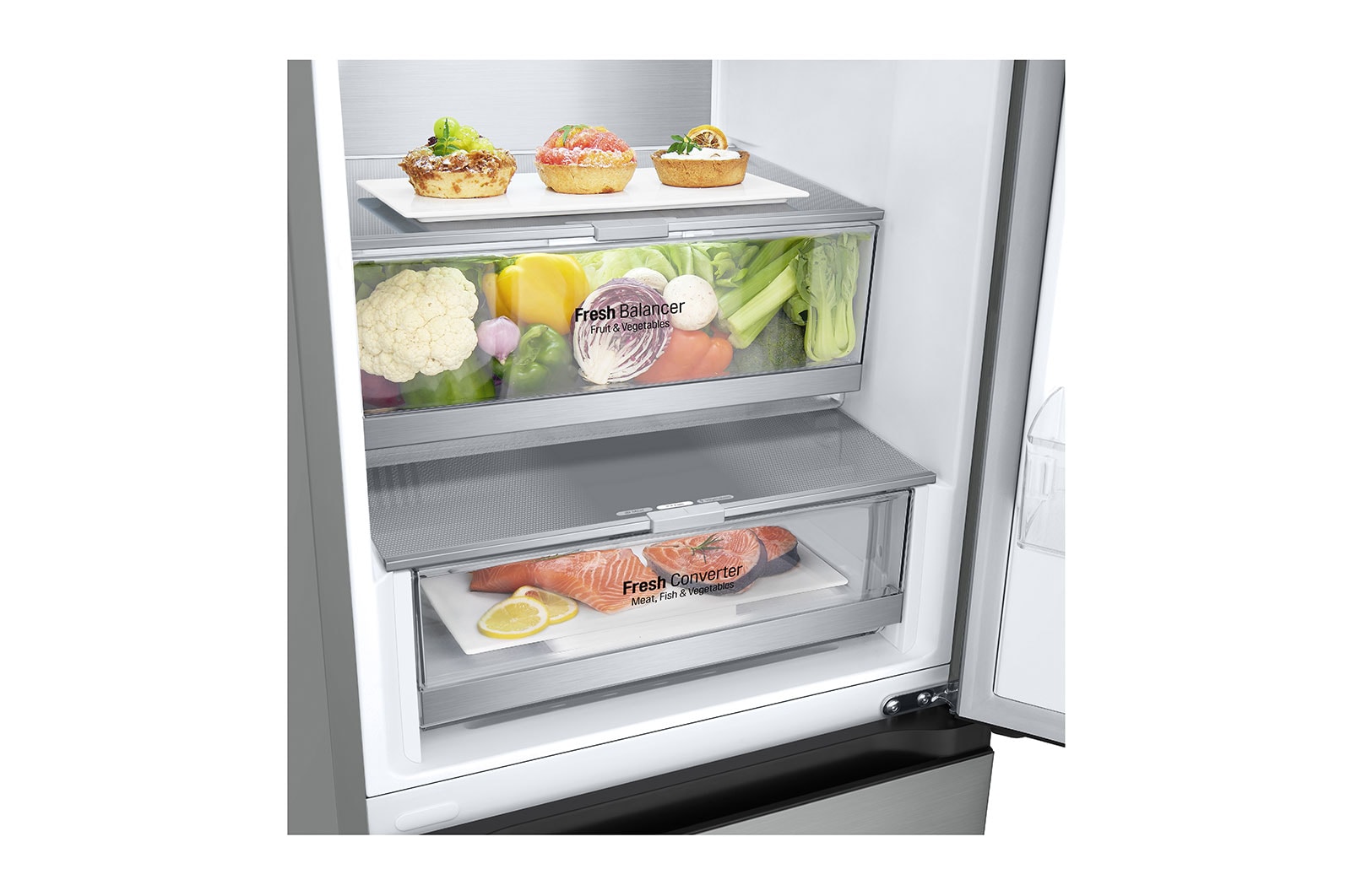 LG Frigorifero combinato | Classe C, 344L | Porte piatte, Metal Fresh, Door&Linear Cooling, Fresh Balancer & Converter | Argento, GBV7180CPY