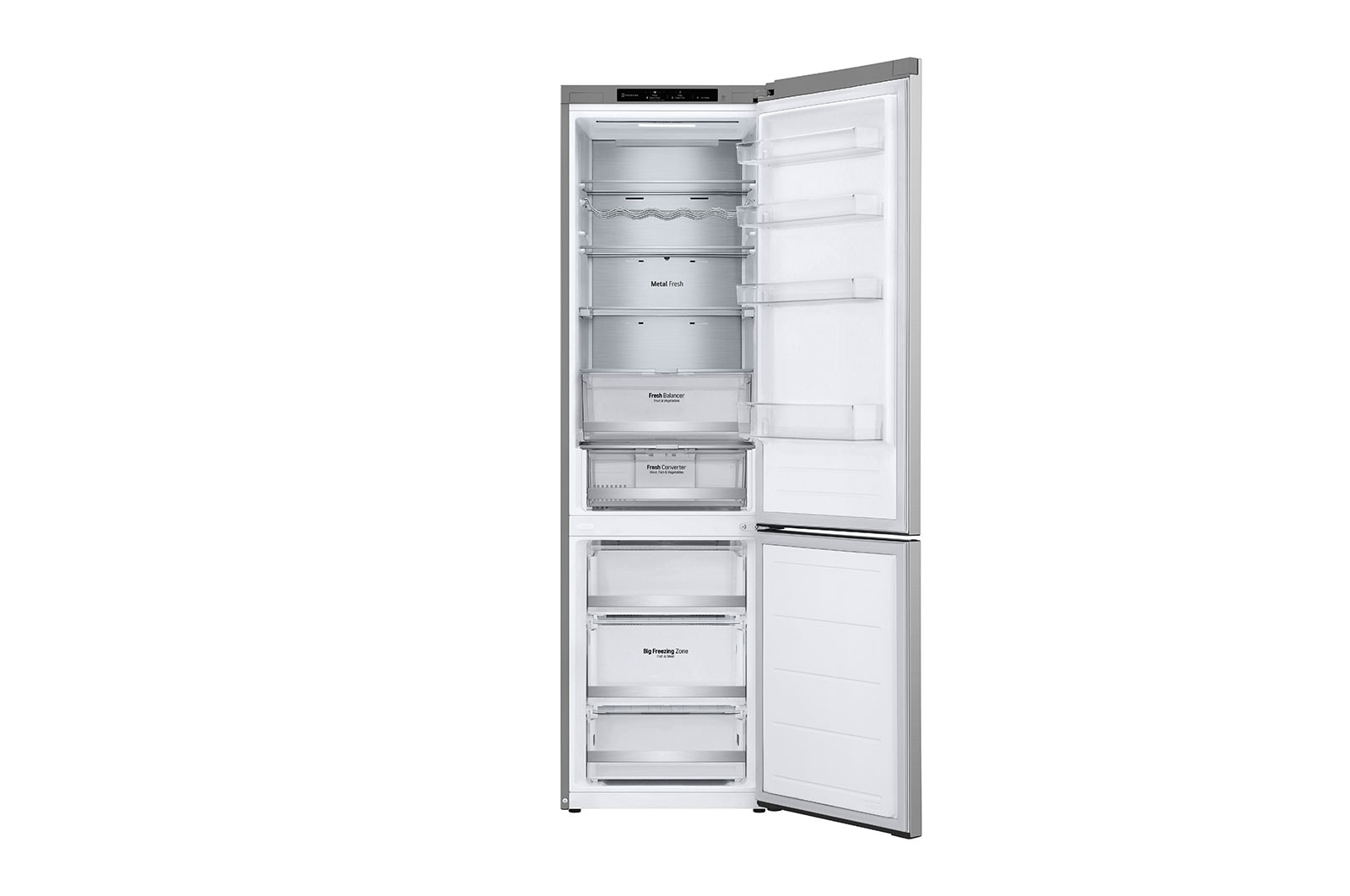 LG Frigorifero combinato | Classe C, 387L | Porte piatte, Metal Fresh, Door&Linear Cooling, Fresh Balancer & Converter | Argento, GBV7280CPY