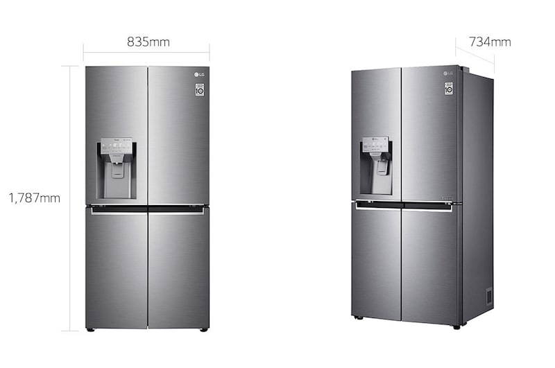 LG Frigorifero Multidoor Slim | Classe F, 506L | Wi-Fi, Dispenser con allaccio, UVnano, Door & Linear Cooling, No frost | Inox, GML844PZ6F