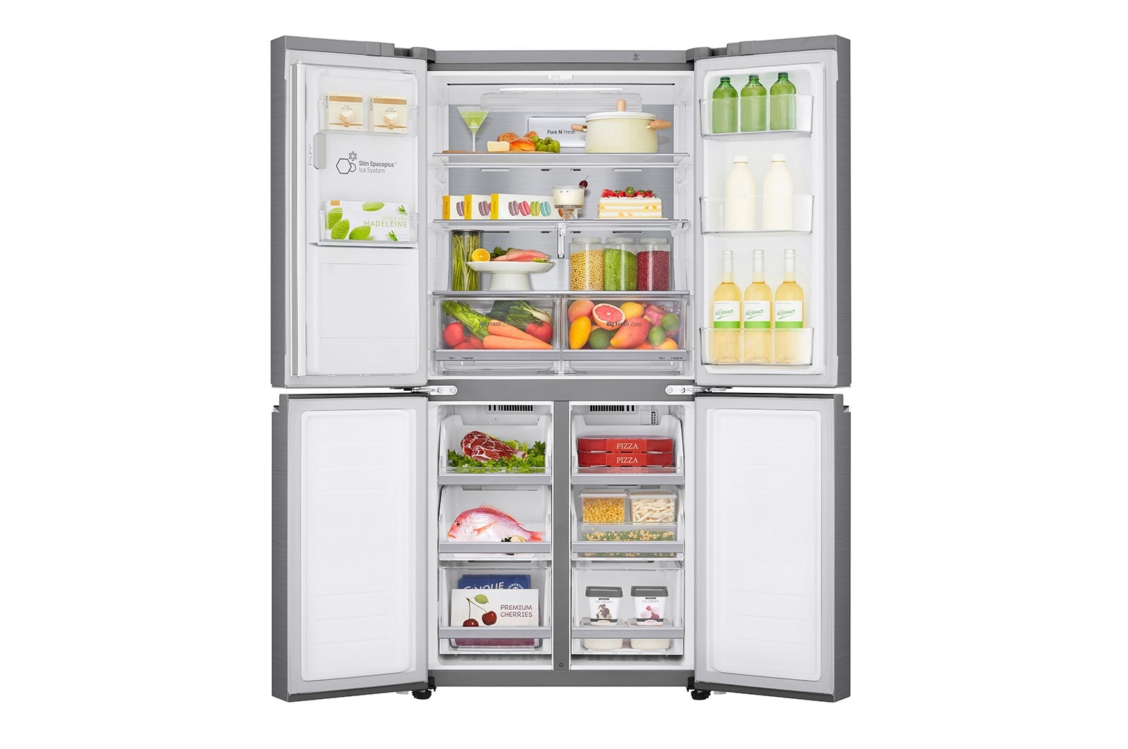 LG Frigorifero Multidoor Slim | Classe F, 506L | Wi-Fi, Dispenser con allaccio, UVnano, Door & Linear Cooling, No frost | Inox, GML844PZ6F