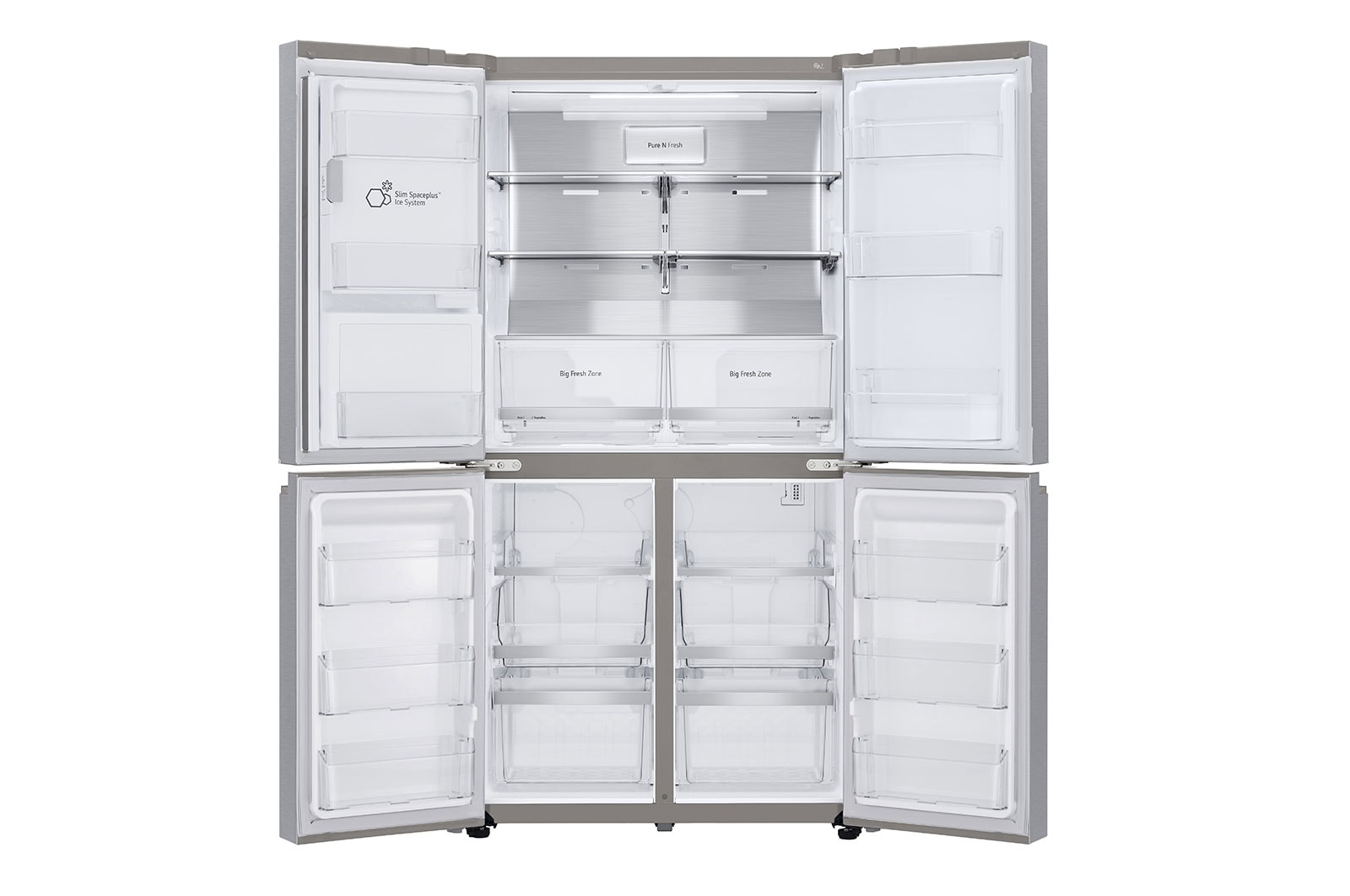 LG Frigorifero Multidoor | Classe E, 641L | Wi-Fi, Dispenser con allaccio, UVnano, Metal Fresh, No frost | Noble Steel, GML945NS9E