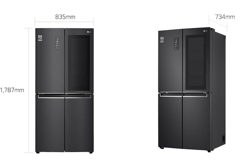 LG Frigorifero Multidoor Slim InstaView Door-in-Door | Classe E, 530L | Wi-Fi, Door & Linear Cooling, No frost | Nero, GMQ844MC5E