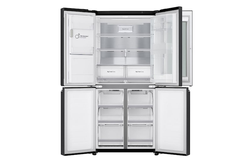 LG Frigorifero Multidoor Slim InstaView Door-in-Door | Classe F, 508L | Wi-Fi, Dispenser con allaccio, UVnano, No frost | Nero, GMX844MC6F