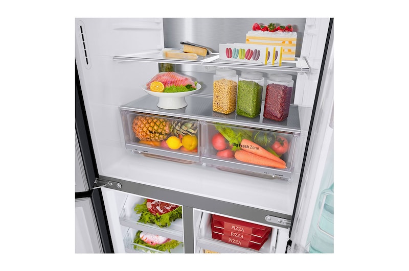 LG Frigorifero Multidoor Slim InstaView Door-in-Door | Classe F, 508L | Wi-Fi, Dispenser con allaccio, UVnano, No frost | Nero, GMX844MC6F