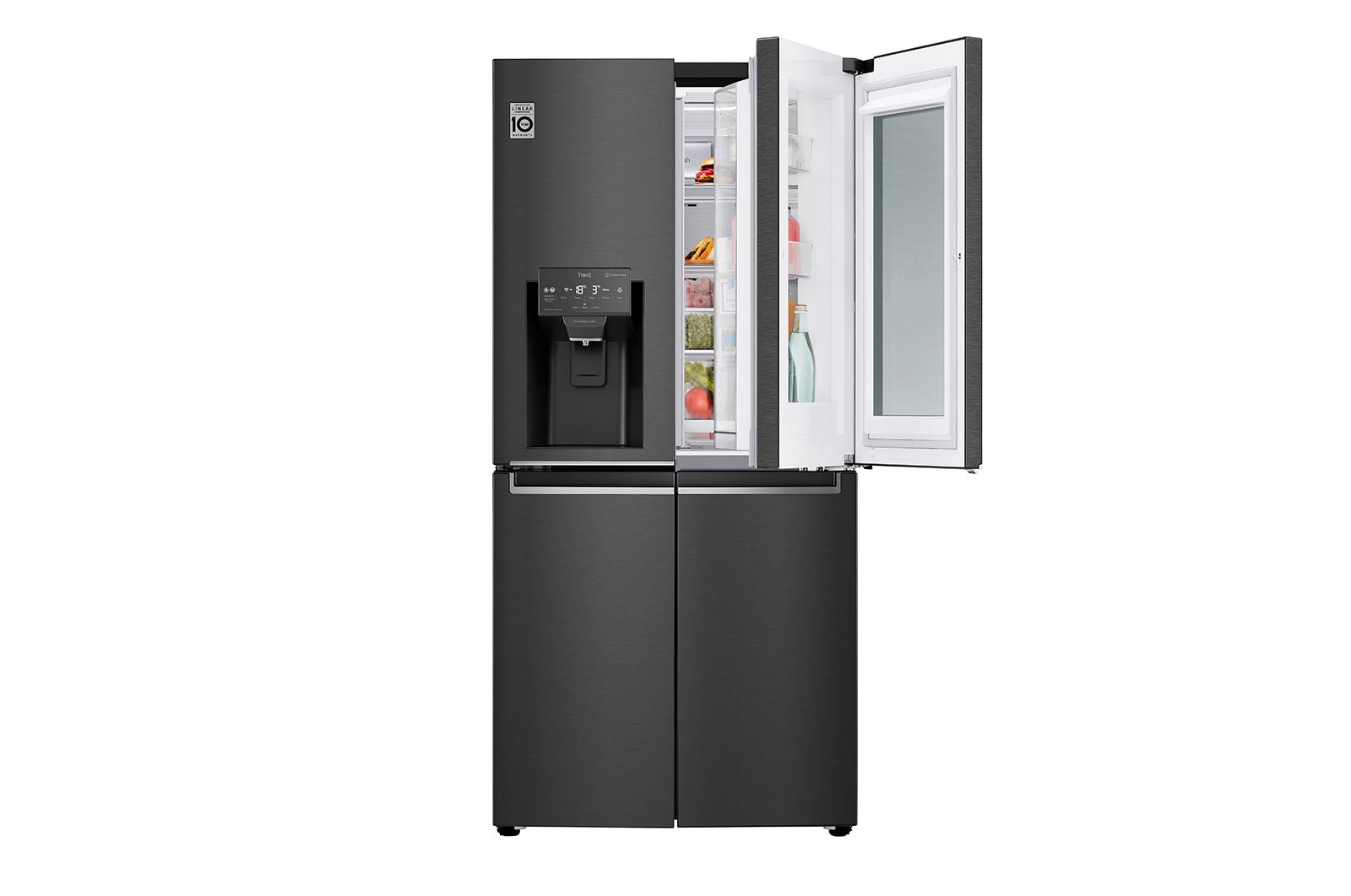 LG Frigorifero Multidoor Slim InstaView Door-in-Door | Classe F, 508L | Wi-Fi, Dispenser con allaccio, UVnano, No frost | Nero, GMX844MC6F