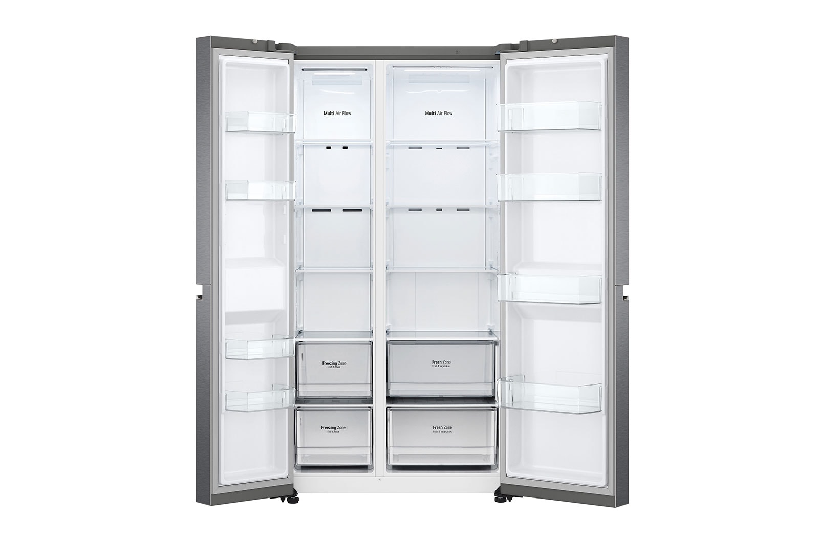 LG Frigorifero Side-by-Side | Classe F, 655L | Door & Linear Cooling, No frost, Compressore Smart Inverter | Inox, GSBV70PZTM