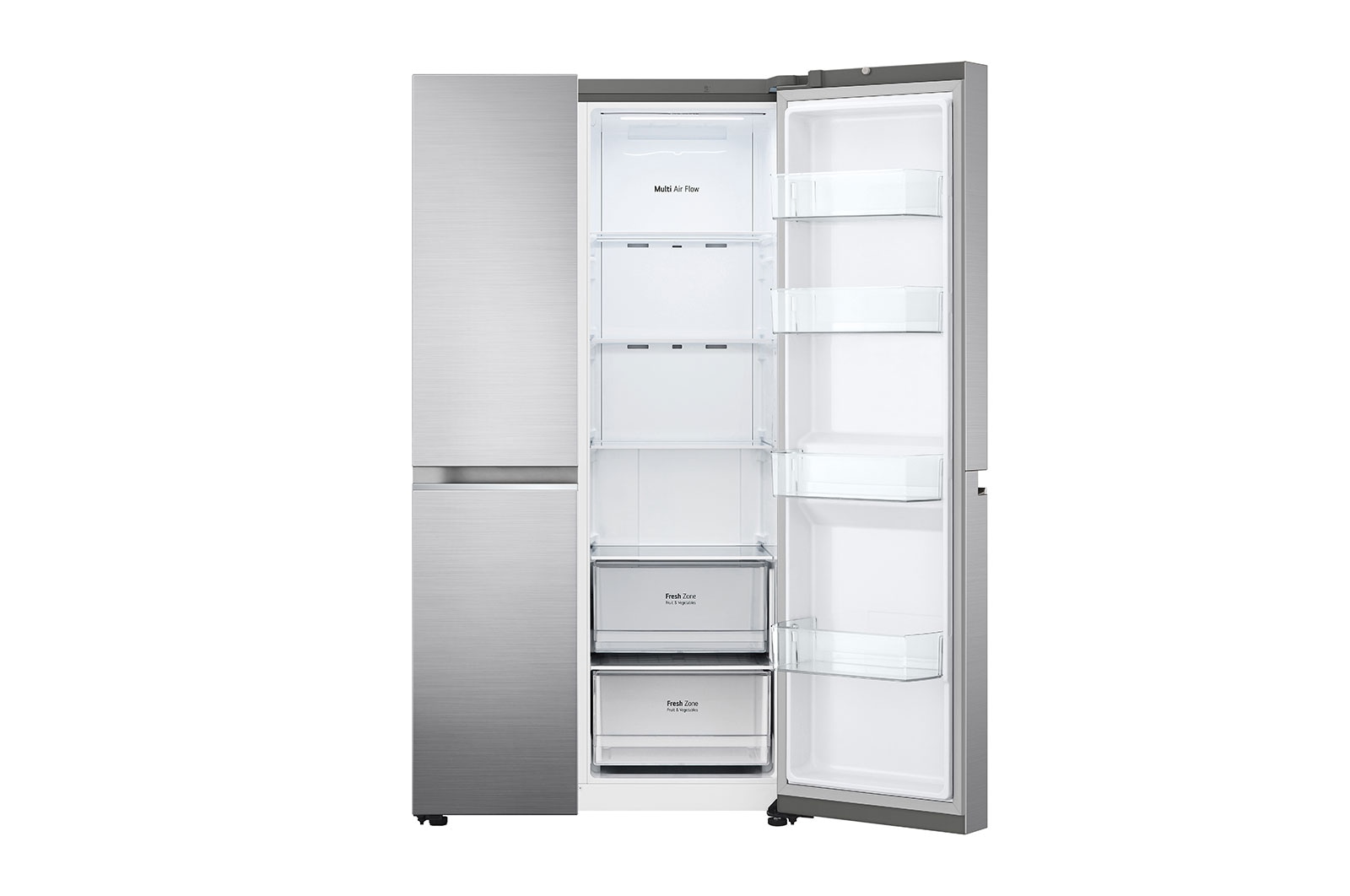 LG Frigorifero Side-by-Side | Classe F, 655L | Door & Linear Cooling, No frost, Compressore Smart Inverter | Inox, GSBV70PZTM