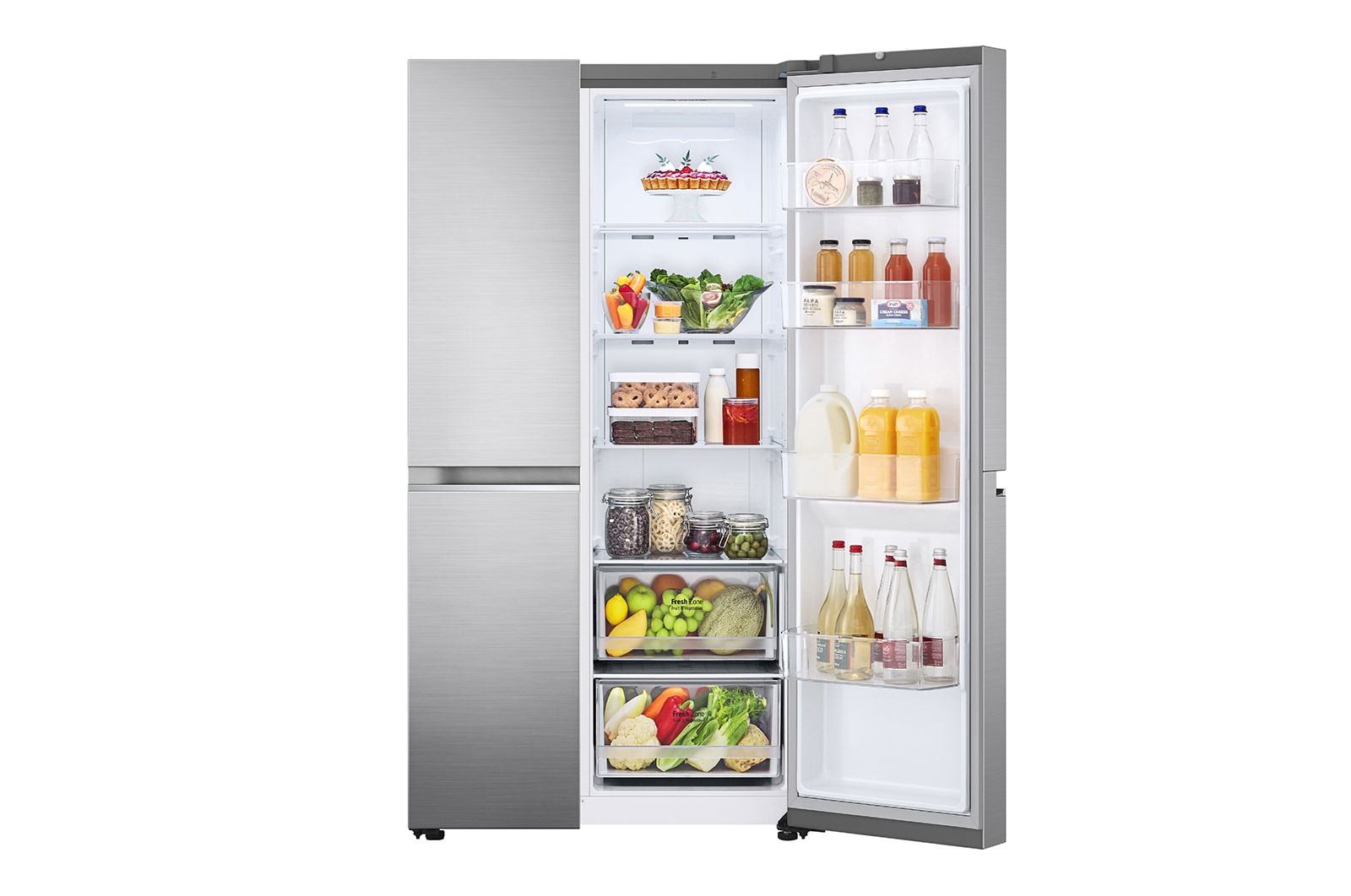 LG Frigorifero Side-by-Side | Classe F, 655L | Door & Linear Cooling, No frost, Compressore Smart Inverter | Inox, GSBV70PZTM