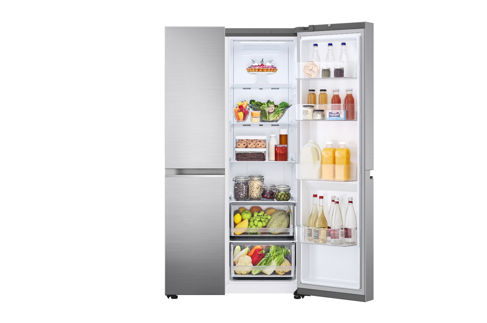 LG Frigorifero Side-by-Side | Classe E, 655L | Door & Linear Cooling, No frost, Compressore Lineare Inverter | Inox, GSBV70PZTE