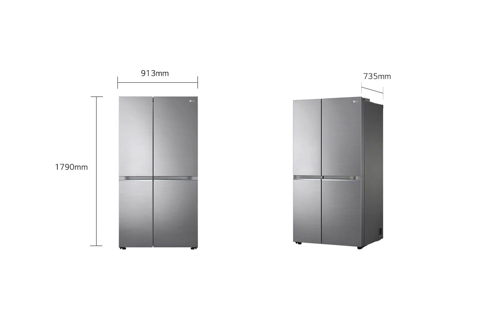 LG Frigorifero Side-by-Side | Classe E, 655L | Door & Linear Cooling, No frost, Compressore Lineare Inverter | Inox, GSBV70PZTE