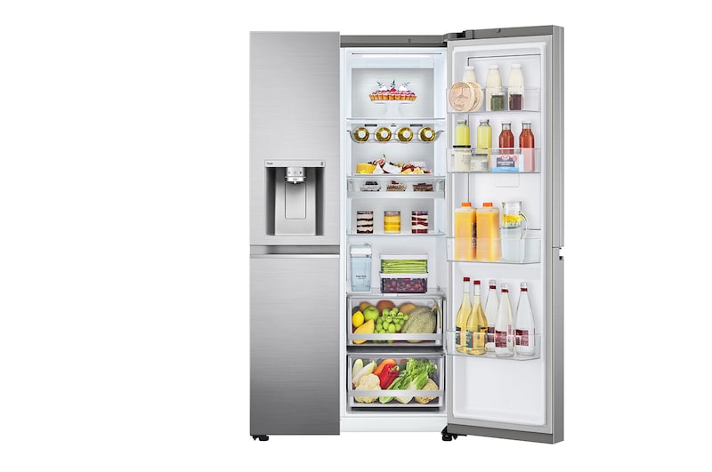 LG Frigorifero Side-by-Side Door-in-Door | Classe E, 635L | Wi-Fi, Dispenser senza allaccio, UVnano, No frost | Inox, GSJV91PZAE