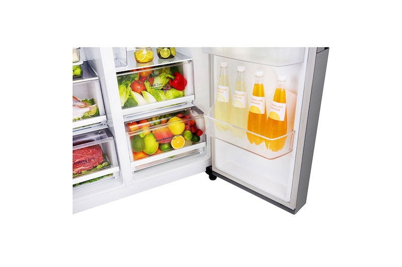 LG Frigorifero Side-by-Side | Classe F, 625L | No frost con Multi Air Flow, Dispenser senza allaccio, Lineare Inverter | Inox, GSL481PZXZ