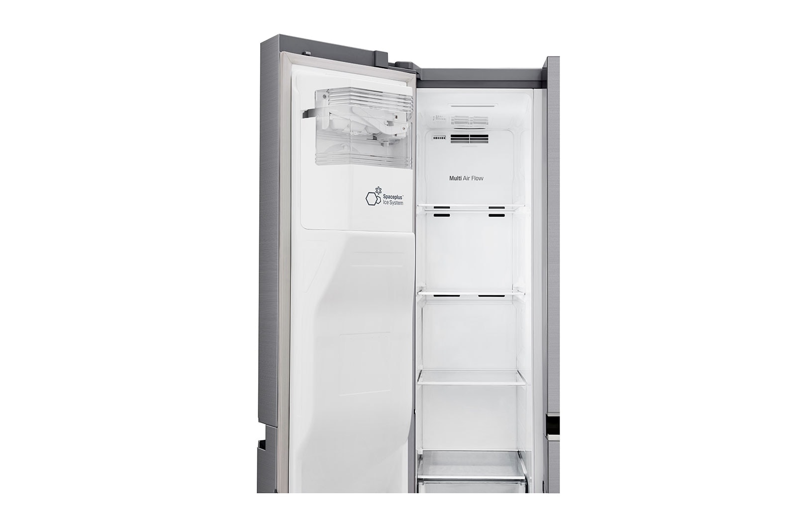 LG Frigorifero Side-by-Side | Classe F, 625L | No frost con Multi Air Flow, Dispenser senza allaccio, Lineare Inverter | Inox, GSL481PZXZ