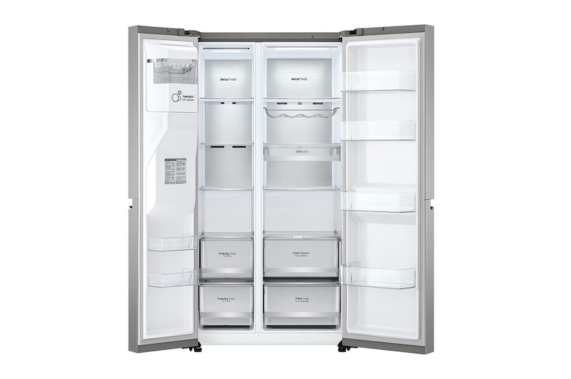 LG Frigorifero Side-by-Side | Classe D, 635L | Wi-Fi, Dispenser con allaccio, UVnano, No frost | Inox, GSLV90PZAD