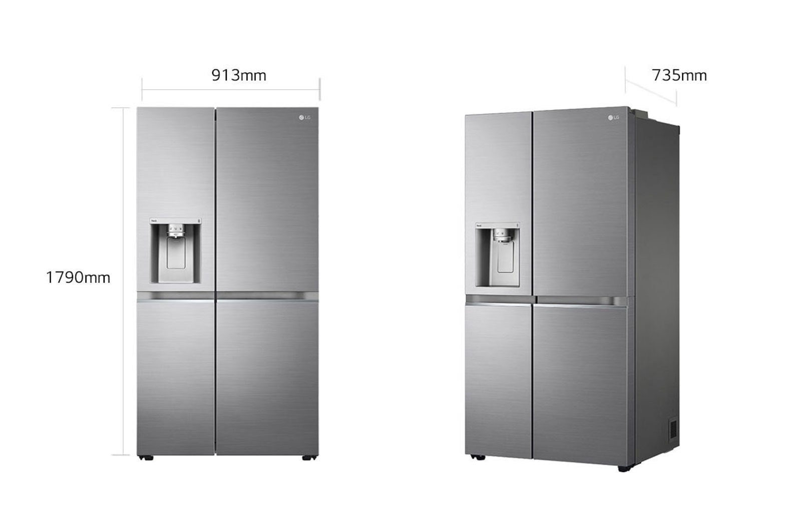 LG Frigorifero Side-by-Side | Classe D, 635L | Wi-Fi, Dispenser con allaccio, UVnano, No frost | Inox, GSLV90PZAD