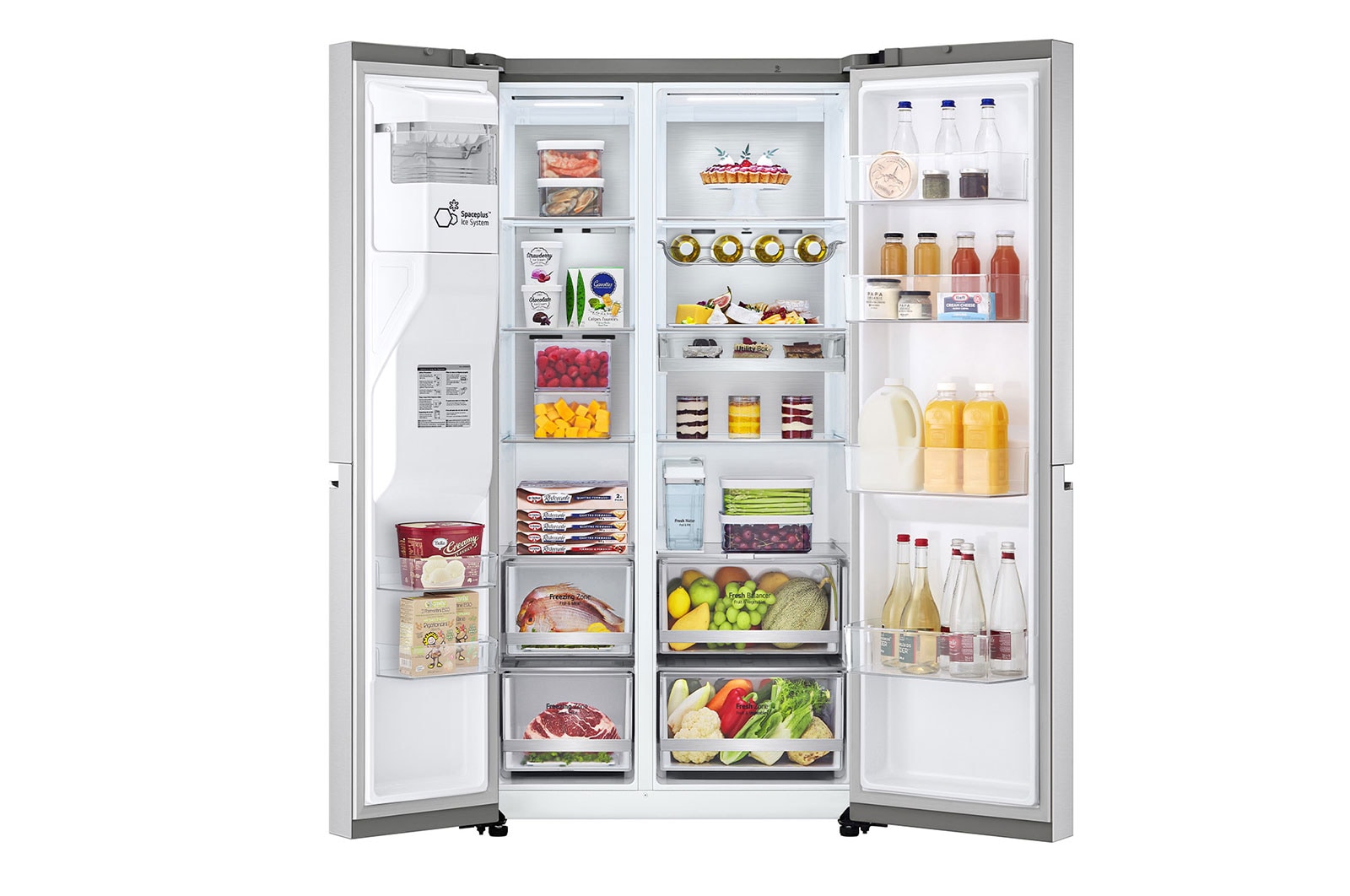 LG Frigorifero Side-by-Side | Classe C, 635L | Wi-Fi, Fresh Balancer, Door Cooling, Dispenser senza allaccio, UVnano | Acciaio, GSLV91MBAC
