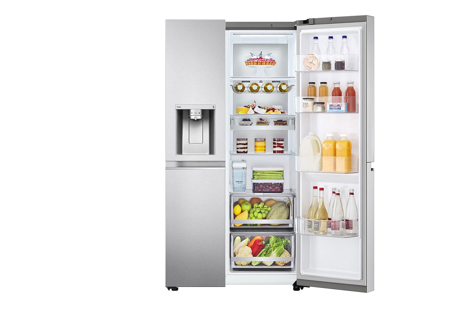 LG Frigorifero Side-by-Side | Classe C, 635L | Wi-Fi, Fresh Balancer, Door Cooling, Dispenser senza allaccio, UVnano | Acciaio, GSLV91MBAC