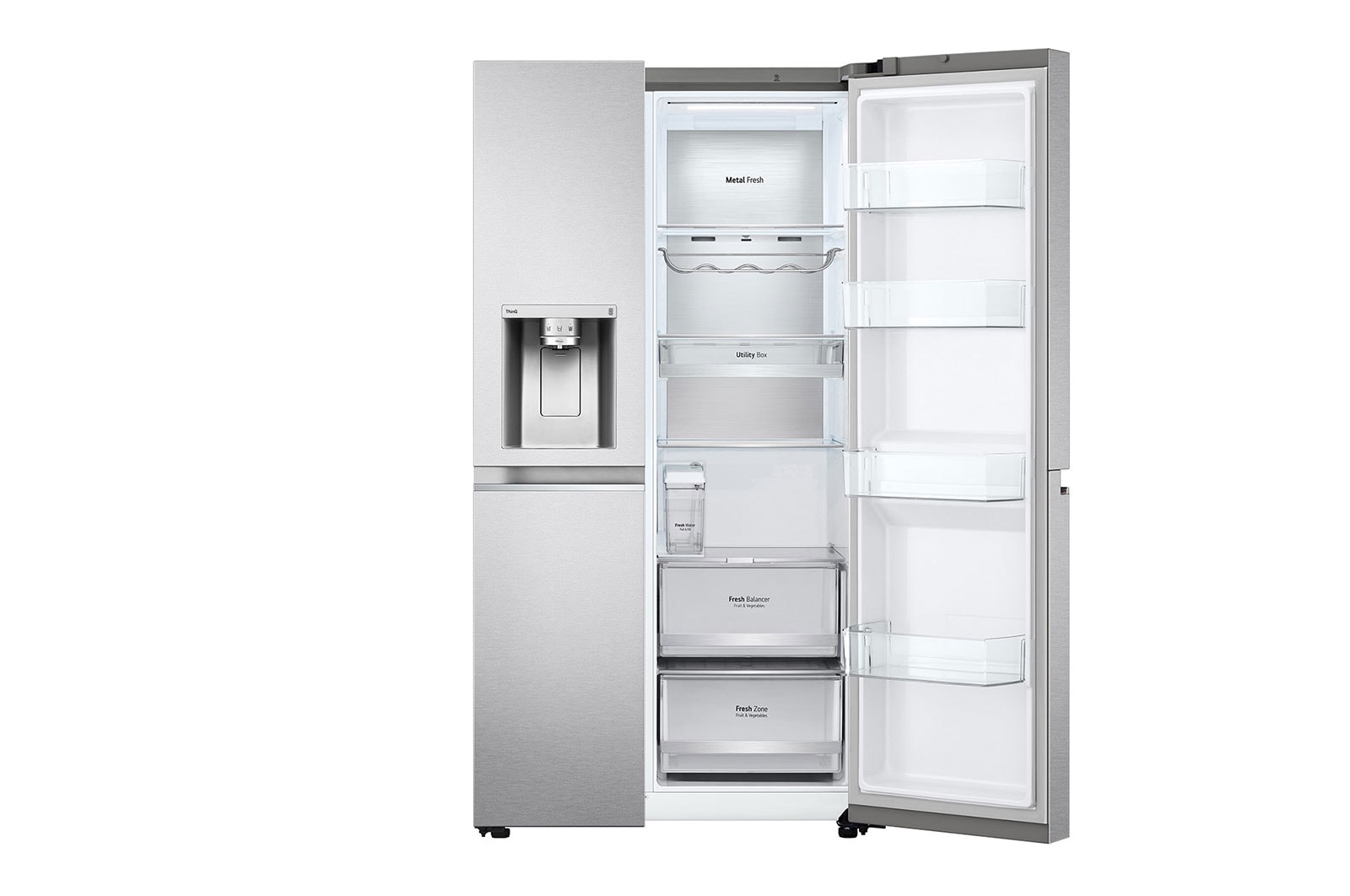 LG Frigorifero Side-by-Side | Classe D, 635L | Wi-Fi, Fresh Balancer, Door Cooling, Dispenser senza allaccio, UVnano | Acciaio, GSLV91MBAD