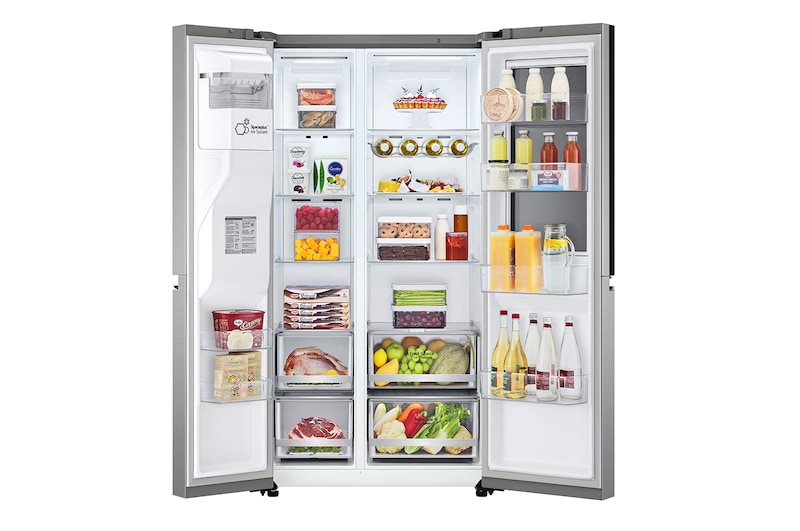 LG Frigorifero Side-by-Side InstaView Door-in-Door | Classe E, 635L | Wi-Fi, Dispenser con allaccio, No frost | Inox, GSXV80PZLE