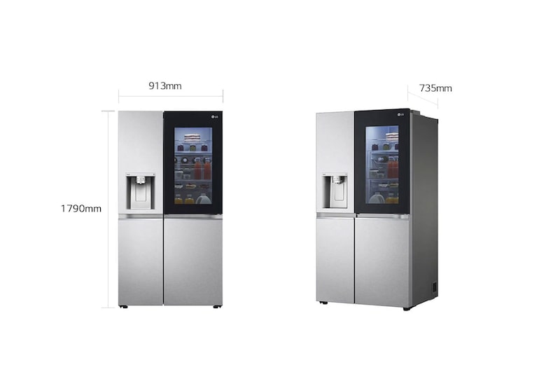 LG Frigorifero Side-by-Side InstaView Door-in-Door | Classe F, 635L | Wi-Fi, Dispenser no allaccio, UVnano, No frost | Acciaio, GSXV91MBAF