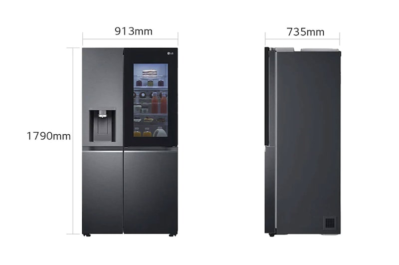 LG Frigorifero Side-by-Side InstaView Door-in-Door | Classe E, 635L | Wi-Fi, Dispenser senza allaccio, UVnano, No frost | Nero, GSXV91MCAE