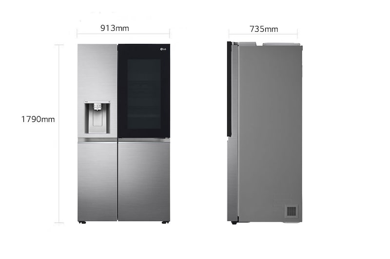 LG Frigorifero Side-by-Side InstaView Door-in-Door | Classe E, 635L | Wi-Fi, Dispenser senza allaccio, UVnano, No frost | Inox, GSXV91PZAE