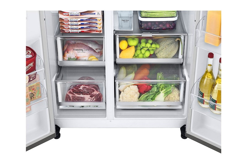 LG Frigorifero Side-by-Side InstaView Door-in-Door | Classe E, 635L | Wi-Fi, Dispenser senza allaccio, UVnano, No frost | Inox, GSXV91PZAE