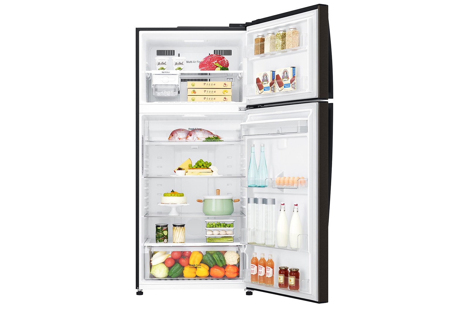 LG Frigorifero doppia porta | Classe E, 509L | Wi-Fi, Dispenser senza allaccio, Door & Linear Cooling, Gestione umidità | Nero, GTF744BLPZD