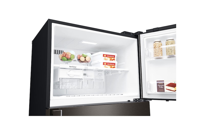 LG Frigorifero doppia porta | Classe E, 509L | Wi-Fi, Dispenser senza allaccio, Door & Linear Cooling, Gestione umidità | Nero, GTF744BLPZD