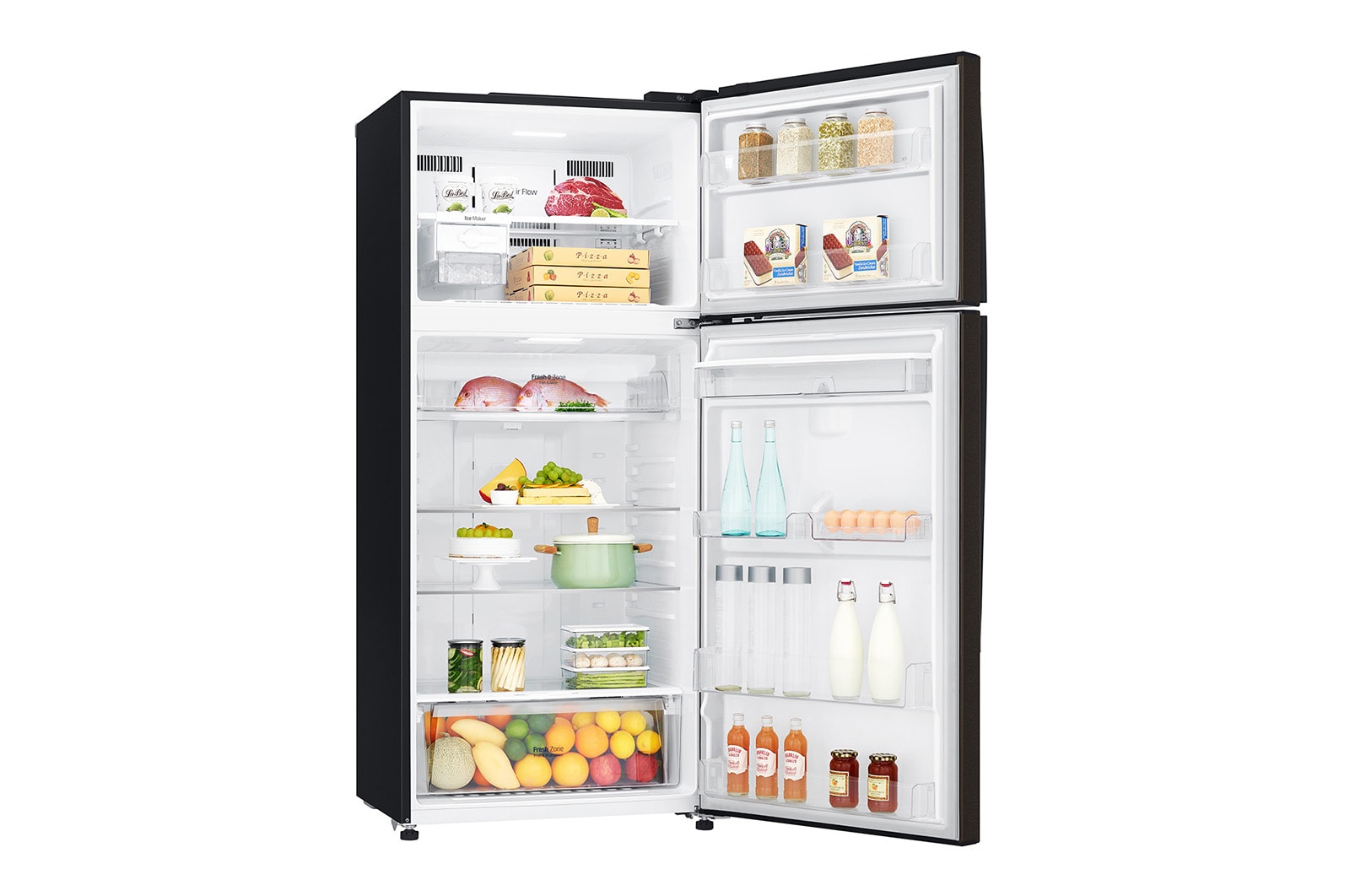 LG Frigorifero doppia porta | Classe E, 509L | Wi-Fi, Dispenser senza allaccio, Door & Linear Cooling, Gestione umidità | Nero, GTF744BLPZD